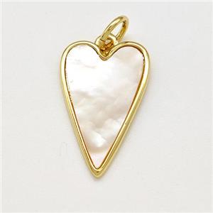 Copper Heart Pendant Pave Shell Gold Plated, approx 13-20mm