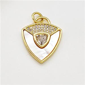 Copper Triangle Shield Pave Shell Zirconia Gold Plated, approx 16mm