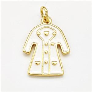 Dress Charms Copper Pendant White Enamel Gold Plated, approx 16-19mm