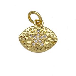 Copper Eye Pendant Pave Zircon Star Gold Plated, approx 8-12mm