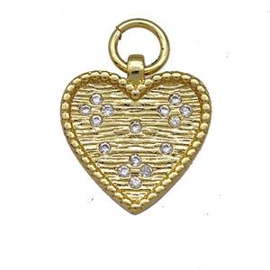 Copper Heart Pendant Micro Pave Zirconia Gold Plated, approx 14.5mm