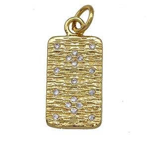 Copper Rectangle Pendant Micro Pave Zirconia Gold Plated, approx 11-18mm