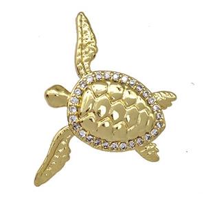 Copper Tortoise Charms Pendant Pave Zircon Gold Plated, approx 16-23mm