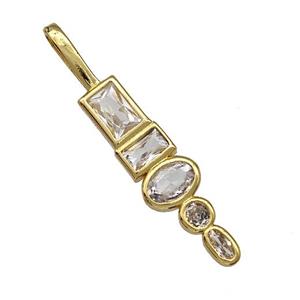 Copper Stick Pendant Micro Pave Zirconia Gold Plated, approx 6-35mm