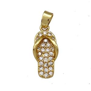 Copper Shoes Charms Pendant Pave Zircon Gold Plated, approx 7-14mm