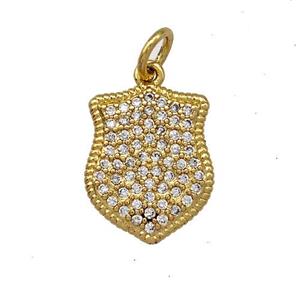 Copper Shield Pendant Pave Zirconia Gold Plated, approx 11-13.5mm