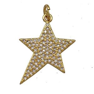 Copper Star Pendant Micro Pave Zirconia Gold Plated, approx 17-20mm