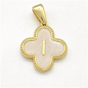 Copper Clover Pendant Letter-I Painted Gold Plated, approx 15mm
