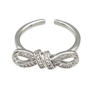Copper Infinity Rings Micro Pave Zirconia Platinum Plated, approx 6-20mm, 18mm dia