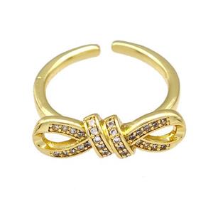 Copper Infinity Rings Micro Pave Zirconia Gold Plated, approx 6-20mm, 18mm dia