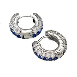 Copper Hoop Earring Micro Pave Zirconia Platinum Plated, approx 18mm dia