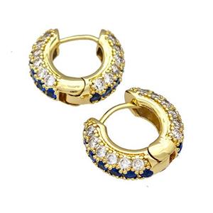 Copper Hoop Earring Micro Pave Zirconia Gold Plated, approx 18mm dia