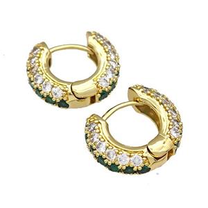 Copper Hoop Earring Micro Pave Zirconia Gold Plated, approx 18mm dia