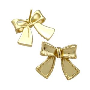 Copper Bow Stud Earrings Gold Plated, approx 16mm