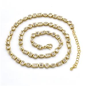 Copper Necklaces Pave Zircon Gold Plated, approx 4-6mm, 40-45cm length