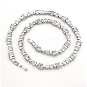 Copper Necklaces Pave Zircon Platinum Plated, approx 7mm, 45cm length