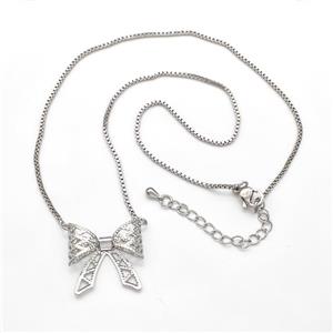 Copper Butterfly Necklaces Hollow Platinum Plated, approx 20mm, 1.2mm, 38-43cm