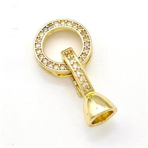 Copper Clasp Pave Zirconia Circle Gold Plated, approx 12mm, 8-16mm