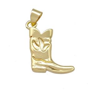 Copper Shoes Charms Pendant Gold Plated, approx 15-16mm