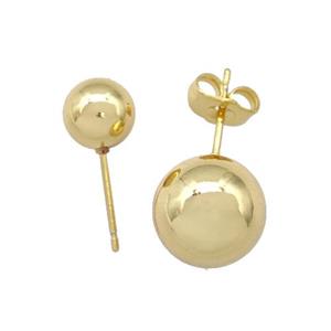 Copper Ball Stud Earrings Hollow Gold Plated, approx 8mm