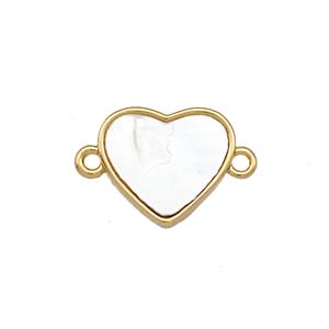 Copper Heart Connector Pave Shell 18K Gold Plated, approx 13mm