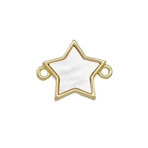 Copper Star Connector Pave Shell 18K Gold Plated, approx 13.5mm