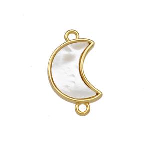 Copper Moon Connector Pave Shell 18K Gold Plated, approx 10-13mm
