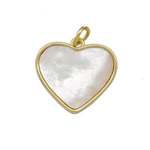 Copper Heart Pendant Pave Shell 18K Gold Plated, approx 18mm