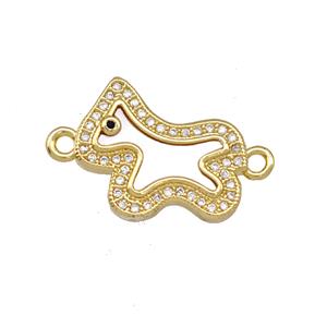 Copper Foal Charms Connector Pave Shell Zircoina Horse 18K Gold Plated, approx 16-18mm