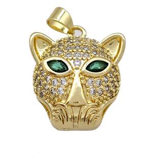 Copper Leopard Pendant Pave Zirconia Gold Plated, approx 17-19mm