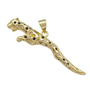 Copper Leopard Pendant Pave Zirconia Gold Plated, approx 10-42mm