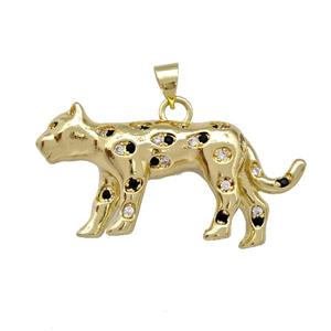 Copper Leopard Pendant Pave Zirconia Gold Plated, approx 18-38mm