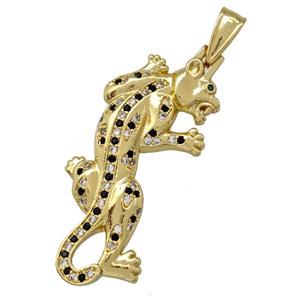 Copper Leopard Pendant Pave Zirconia Gold Plated, approx 18-42mm