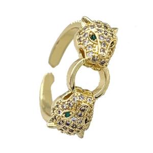 Copper Leopard Rings Micro Pave Zirconia Gold Plated, approx 8-10mm, 18mm dia