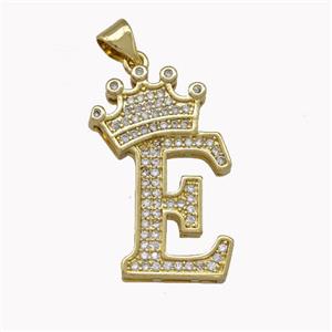 copper letter pendant pave zircon, gold plated, approx 18-25mm