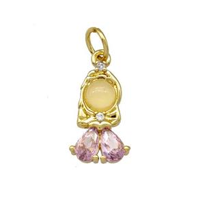 Copper Kids Girls Pendant Pave Zirconia Gold Plated, approx 8-14mm