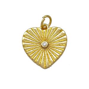 Copper Heart Pendant Pave Zirconia Gold Plated, approx 15mm