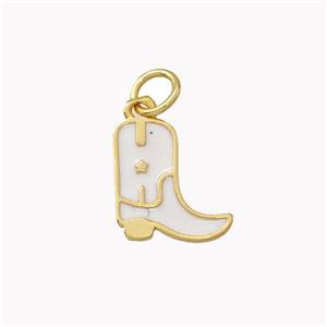 Copper Shoes Pendant White Enamel Gold Plated, approx 11mm