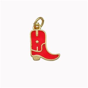 Copper Shoes Pendant Red Enamel Gold Plated, approx 11mm