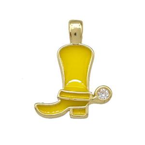 Copper Shoes Pendant Yellow Enamel Gold Plated, approx 15mm