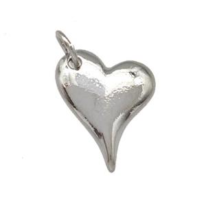 Copper Heart Pendant Platinum Plated, approx 11.5-15mm