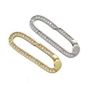 Copper Carabiner Clasp Micro Pave Zirconia Mixed, approx 8-28mm