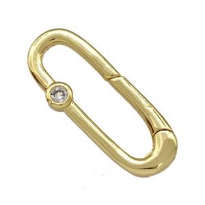 Copper Carabiner Clasp Micro Pave Zirconia Gold Plated, approx 10-26mm
