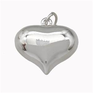 Copper Heart Pendant Hollow Platinum Plated, approx 25mm