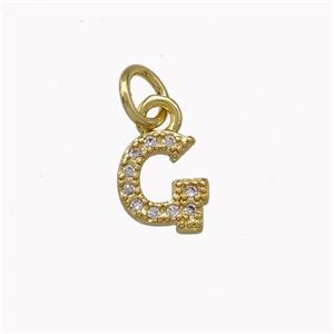 Copper Letter-G Pendant Pave Zirconia Gold Plated, approx 5-8mm