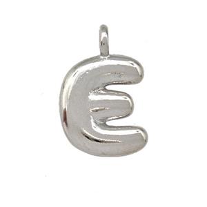 Copper Letter-E Pendant Platinum Plated, approx 12-14mm