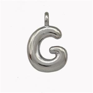 Copper Letter-G Pendant Platinum Plated, approx 12-14mm