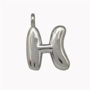 Copper Letter-H Pendant Platinum Plated, approx 12-14mm
