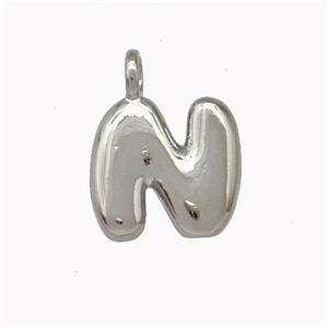 Copper Letter-N Pendant Platinum Plated, approx 12-14mm