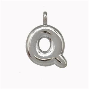 Copper Letter-Q Pendant Platinum Plated, approx 12-14mm